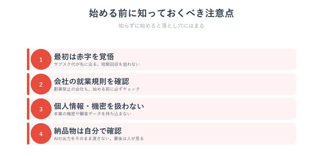 クロードコード副業を始める前に知っておくべき注意点の一覧