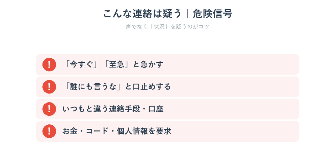 AIなりすまし詐欺を見抜く4つの危険信号のチェックリスト